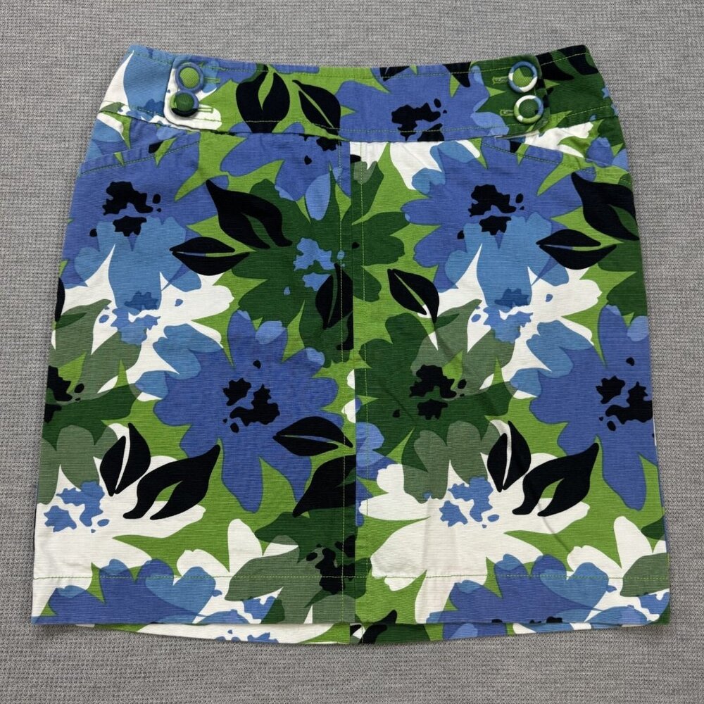 Jones New York Sport Womens Multicolor Floral Skirt Button Front Cotton Size 12P